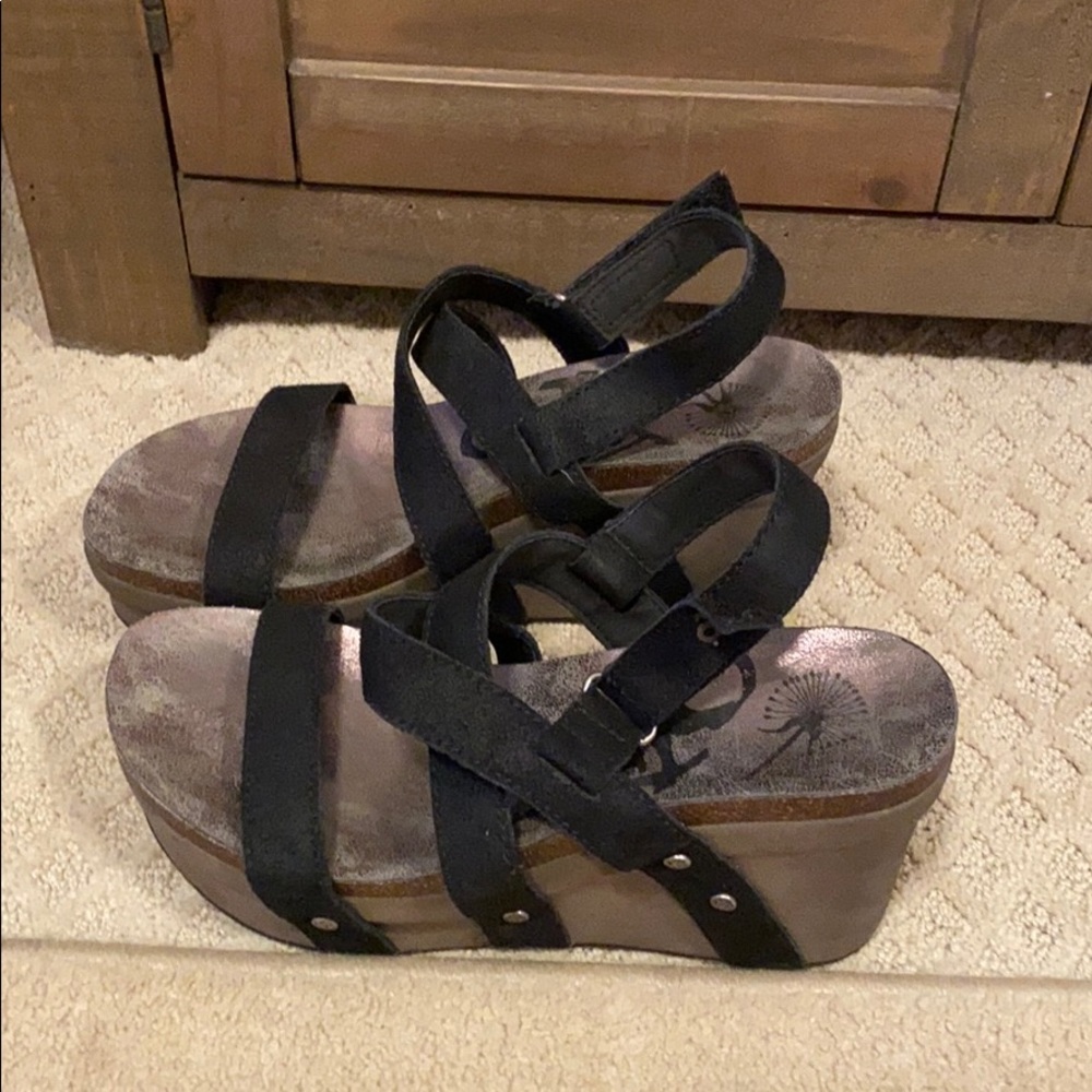 OTBT Sail in Black Suede Wedge Sandals